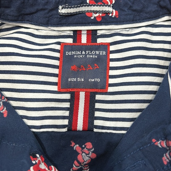 Denim and Flower Ricky Singh blue button up with Santa doing the Dap. Size 5/6 - Picture 8 of 11
